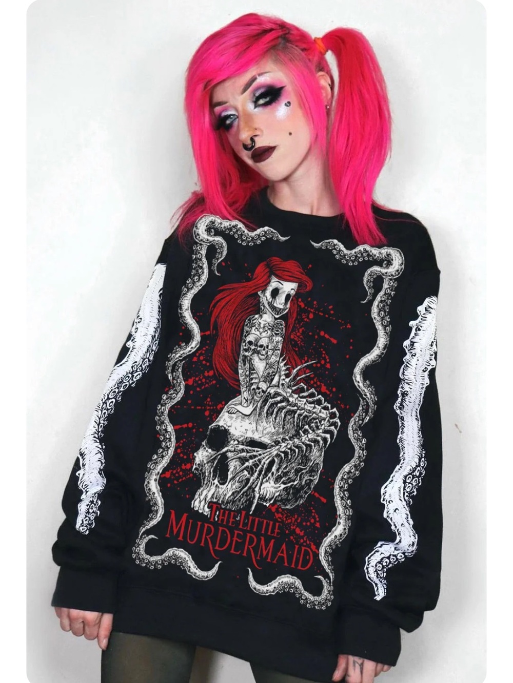 NWT Black 'The Little Murdermaid' Graphic Long Sleeve Sweatshirt